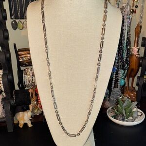 Ann Taylor Stainless Long paperclip Chain Necklace
